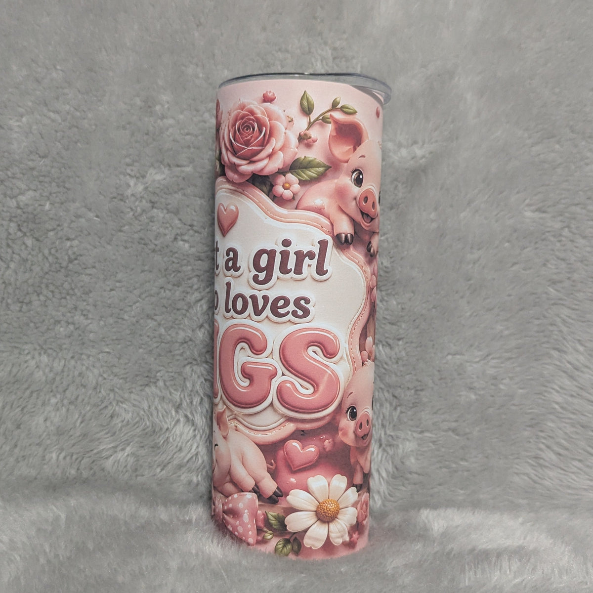 Just A Girl Who Loves Pigs 3D Design Tumbler With Reusable Straw