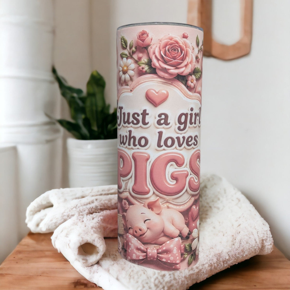 Just A Girl Who Loves Pigs 3D Design Tumbler With Reusable Straw