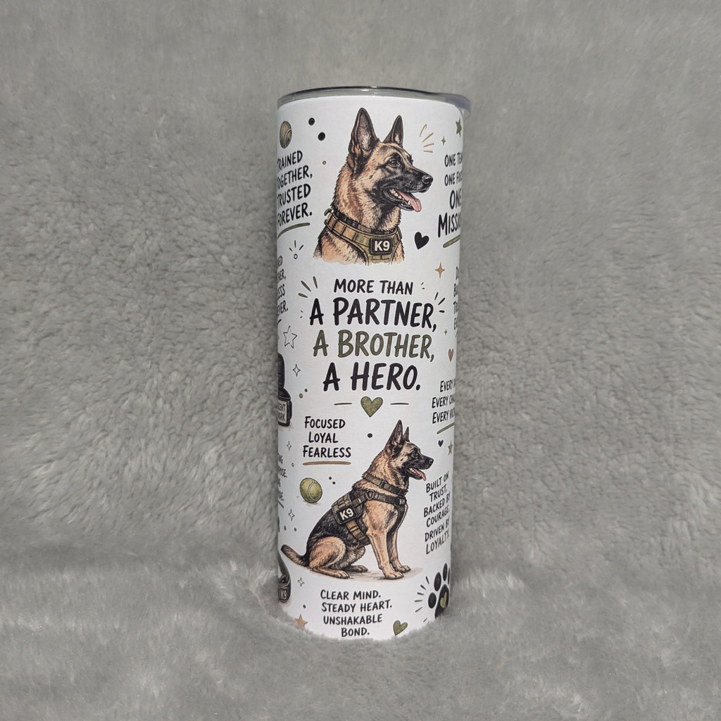 K9 German Shepherd Dog Tumbler 20oz With Reusable Straw