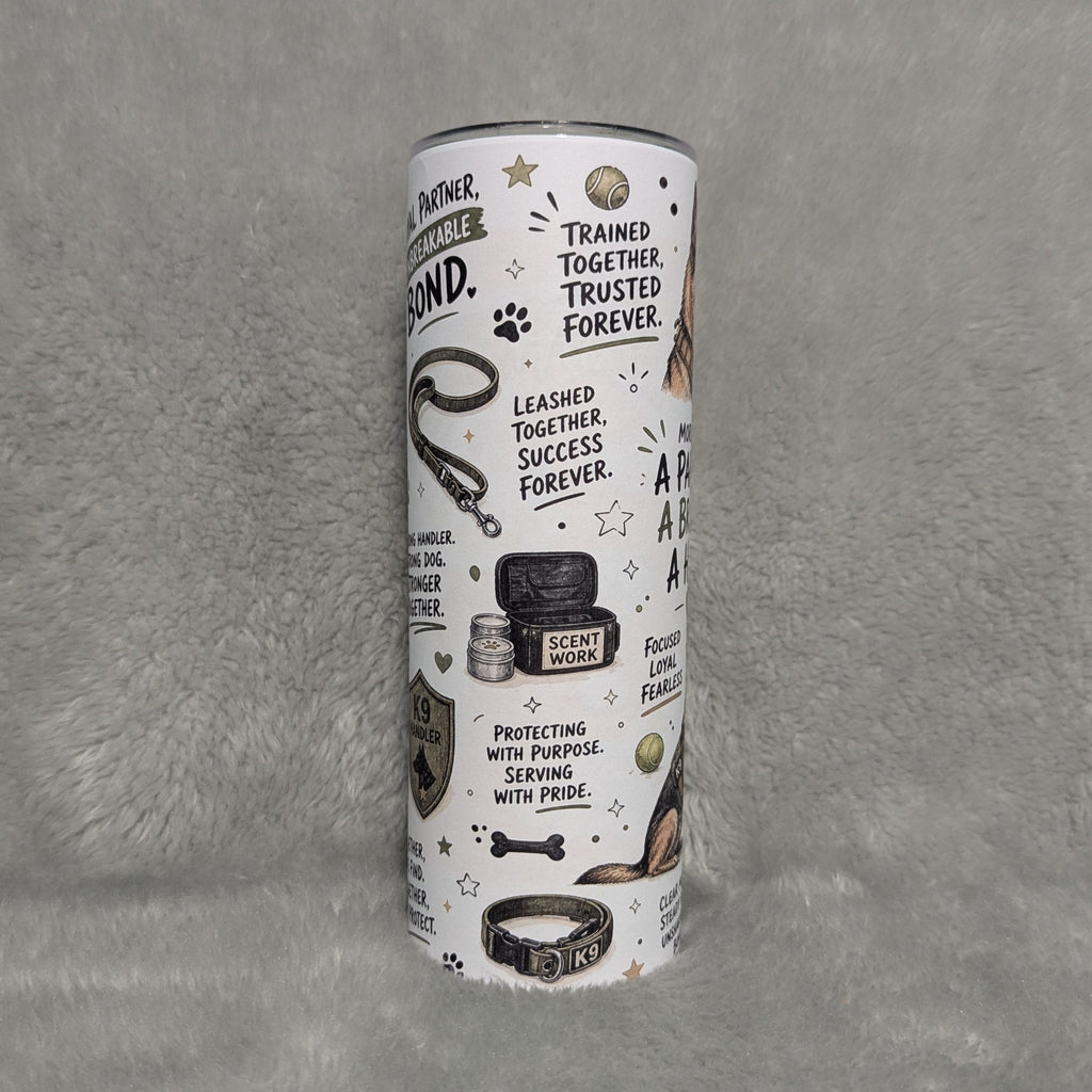 K9 German Shepherd Dog Tumbler 20oz With Reusable Straw