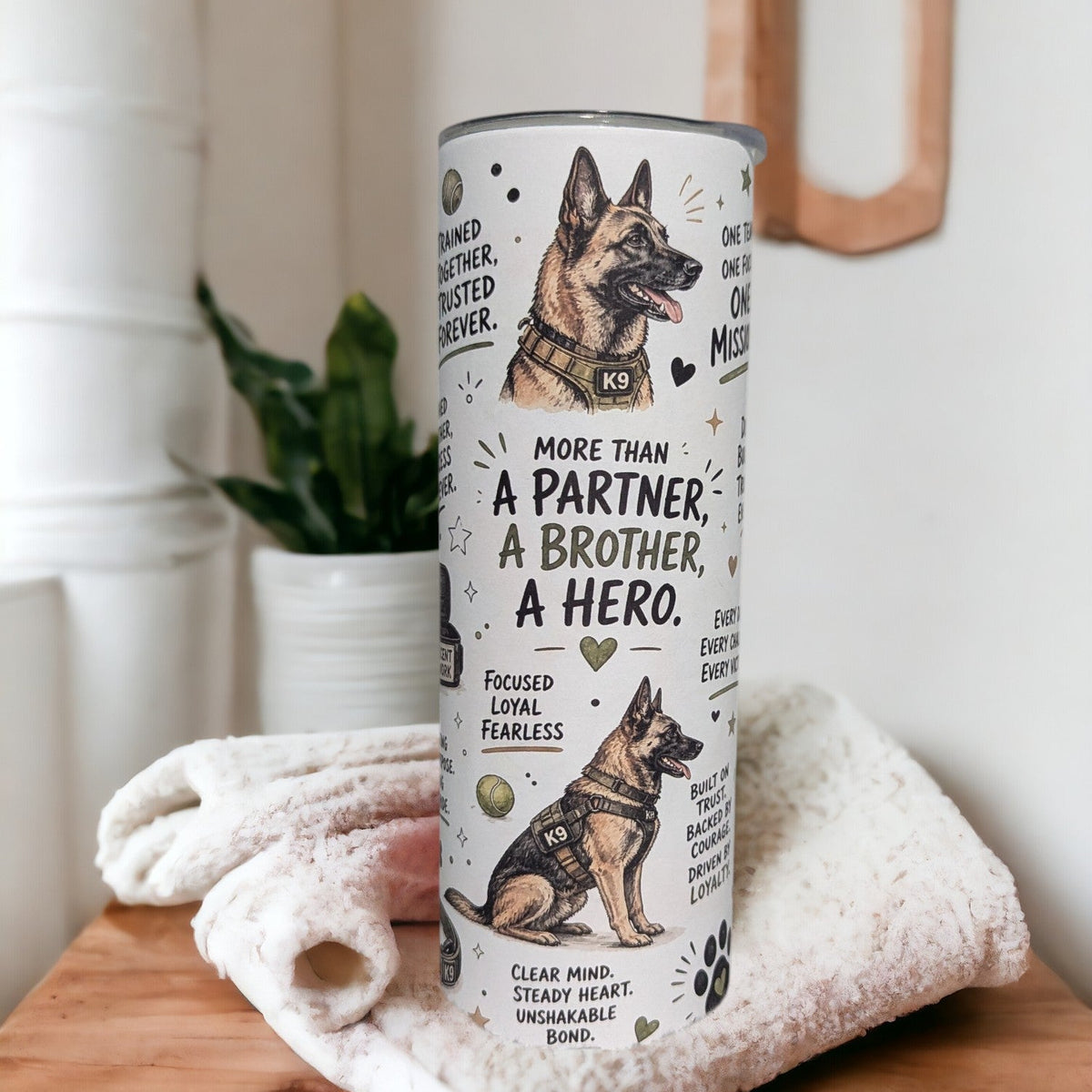 K9 German Shepherd Dog Tumbler 20oz With Reusable Straw