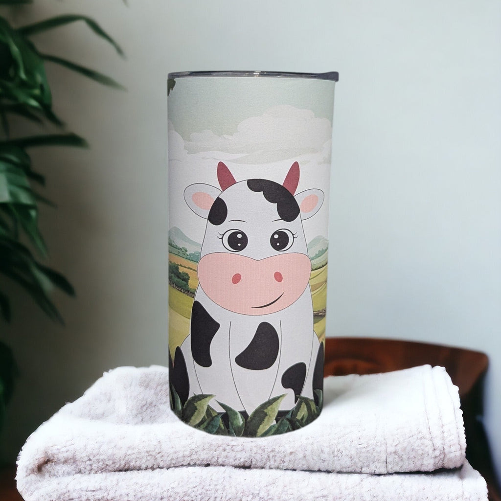 Kids Cow Tumbler 15oz With Reusable Straw, Can Be Personalized