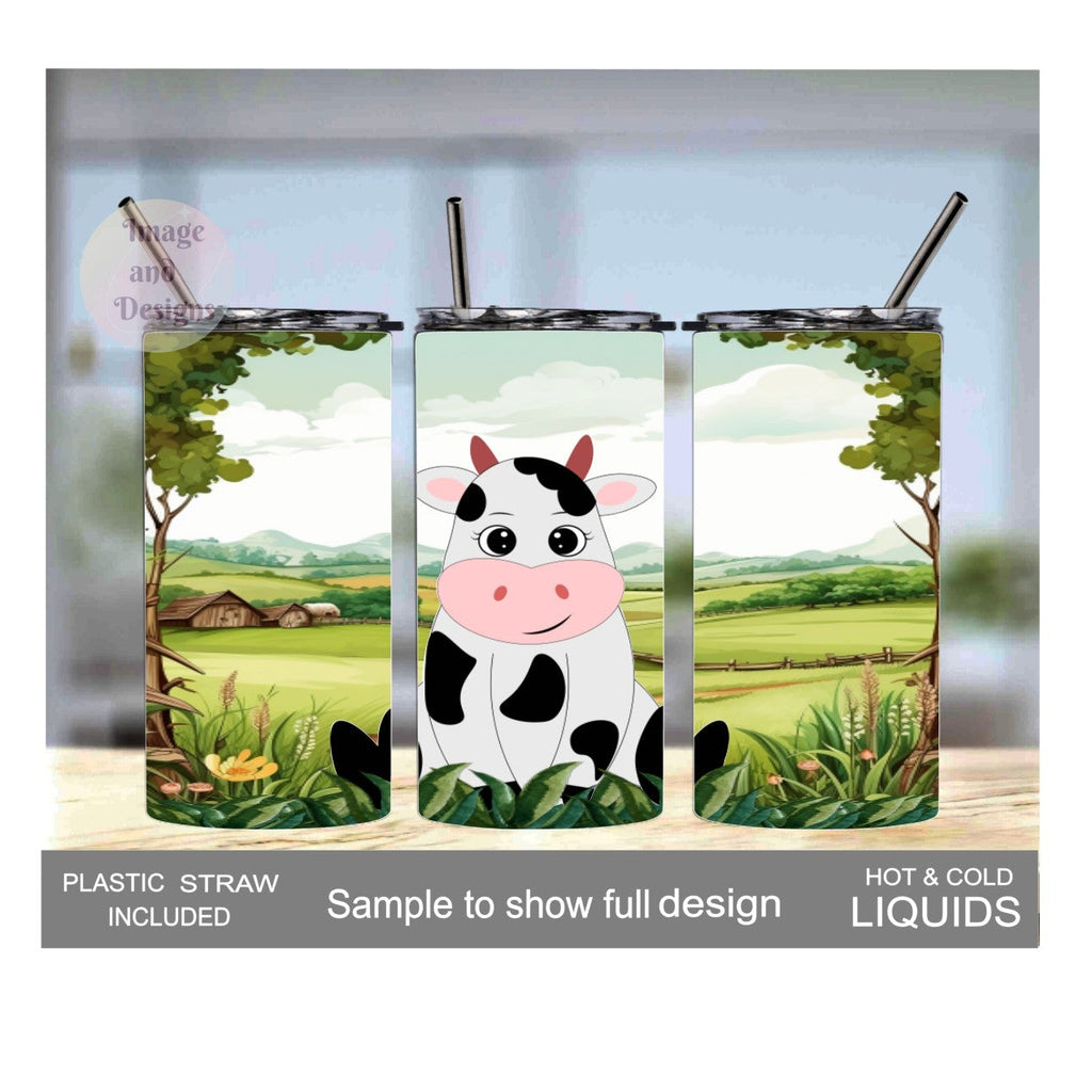 Kids Cow Tumbler 15oz With Reusable Straw, Can Be Personalized