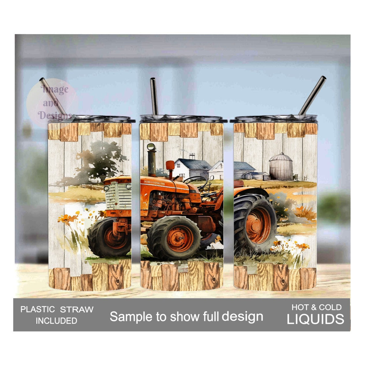 Kids Tractor Tumbler 15oz With Reusable Straw, Can Be Personalized