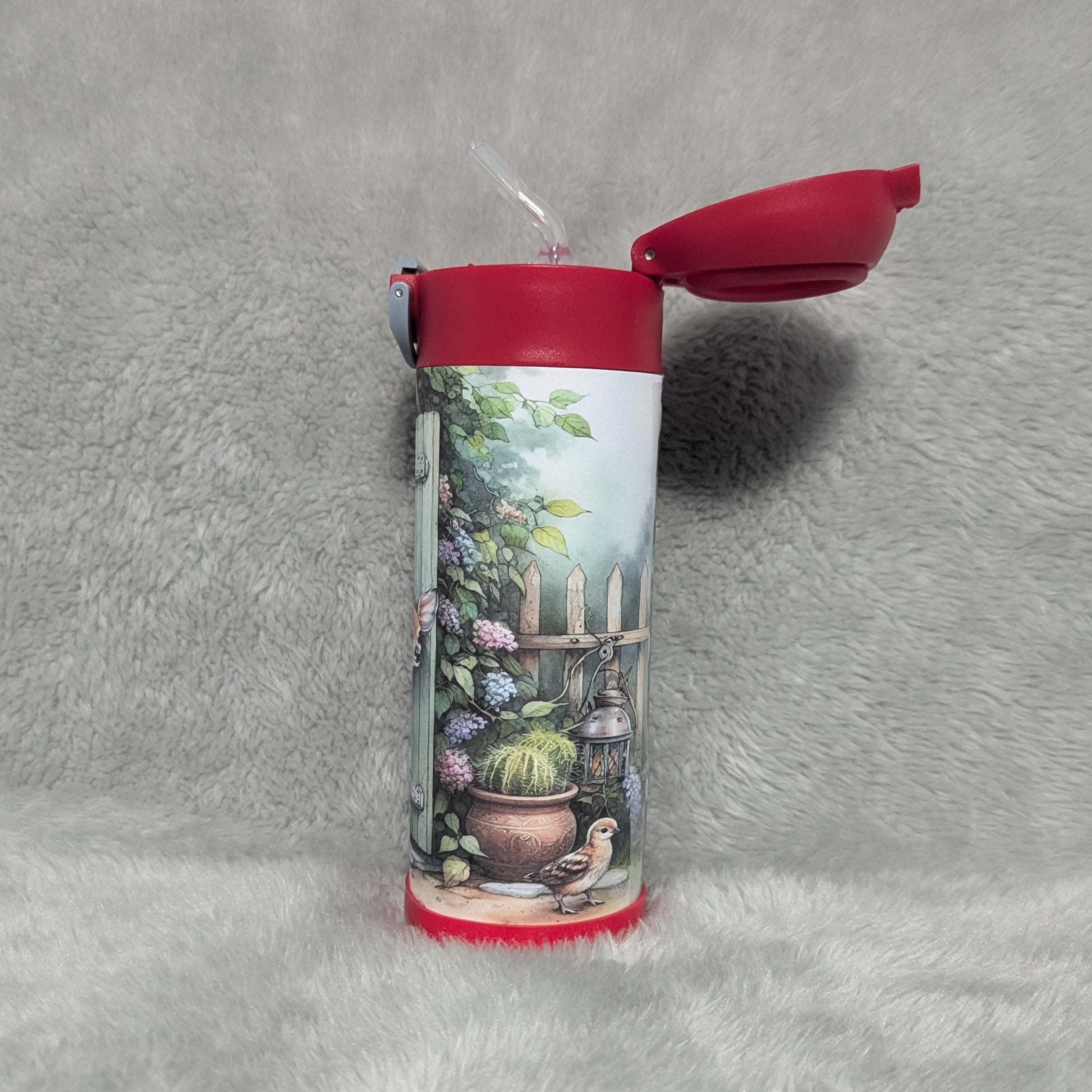 Kids Deer Water Bottle 12oz with Reusable Straw