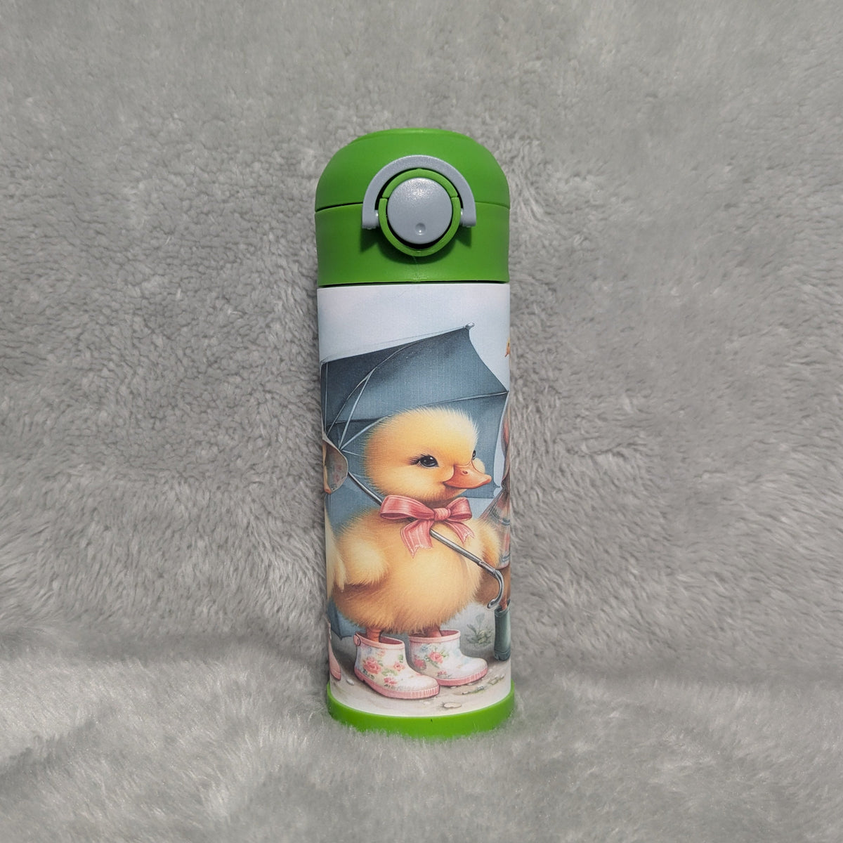 Kids Duck Water Bottle 12oz with Reusable Straw, Can Be Personalized