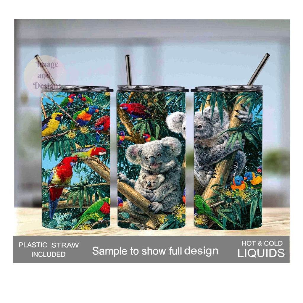 Cute Koala Bear Tumbler 15oz With Reusable Straw, Can Be Personalized