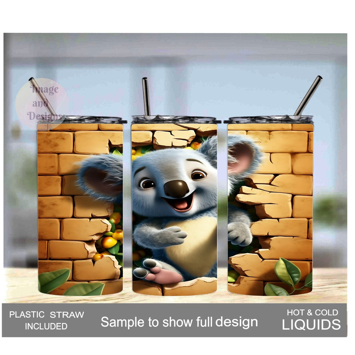 Kids Koala Bear 15oz Tumbler With A Reusable Straw, Can Be Personalized
