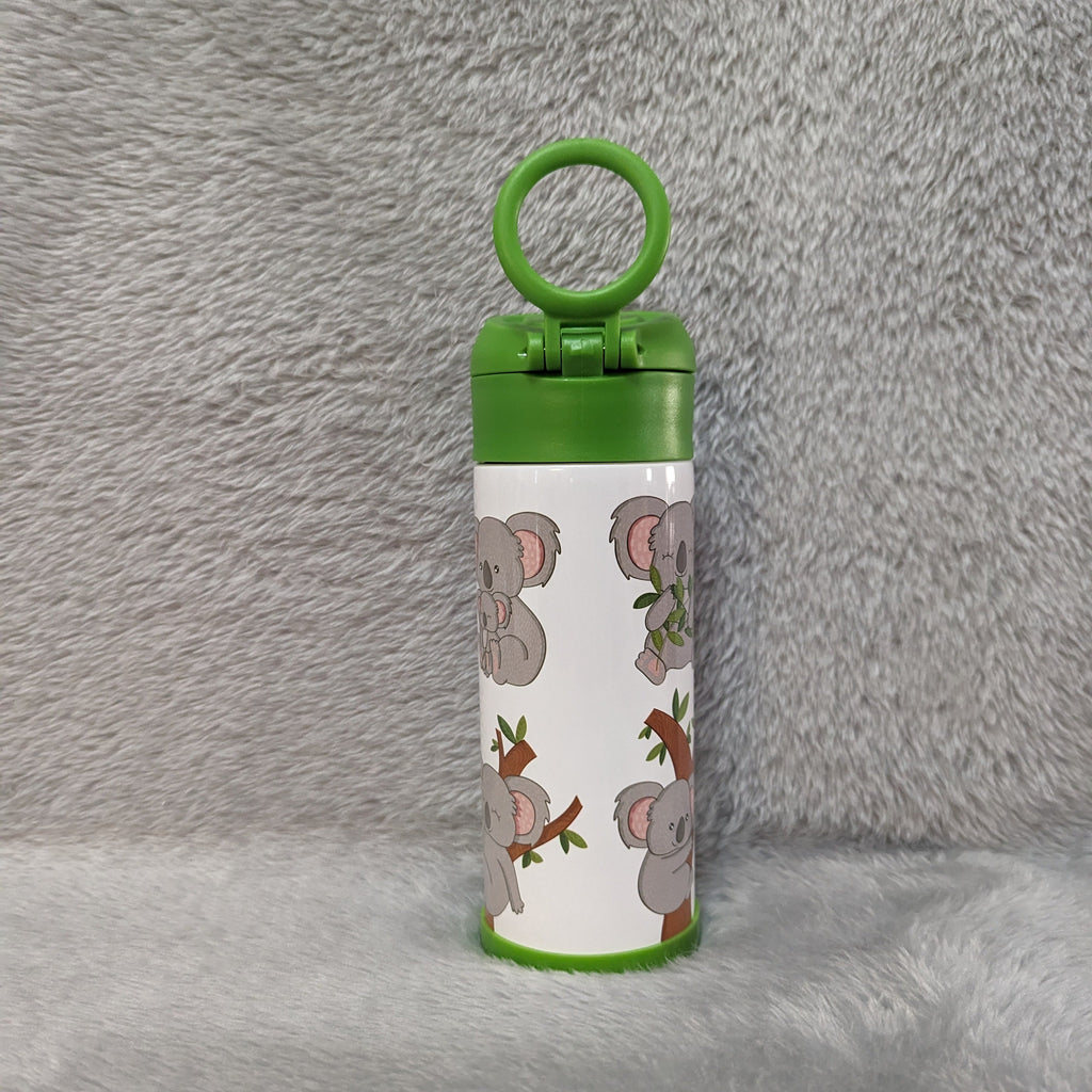 Kids Koala Bear Water Bottle 12oz With Reusable Straw Can Be Personalized