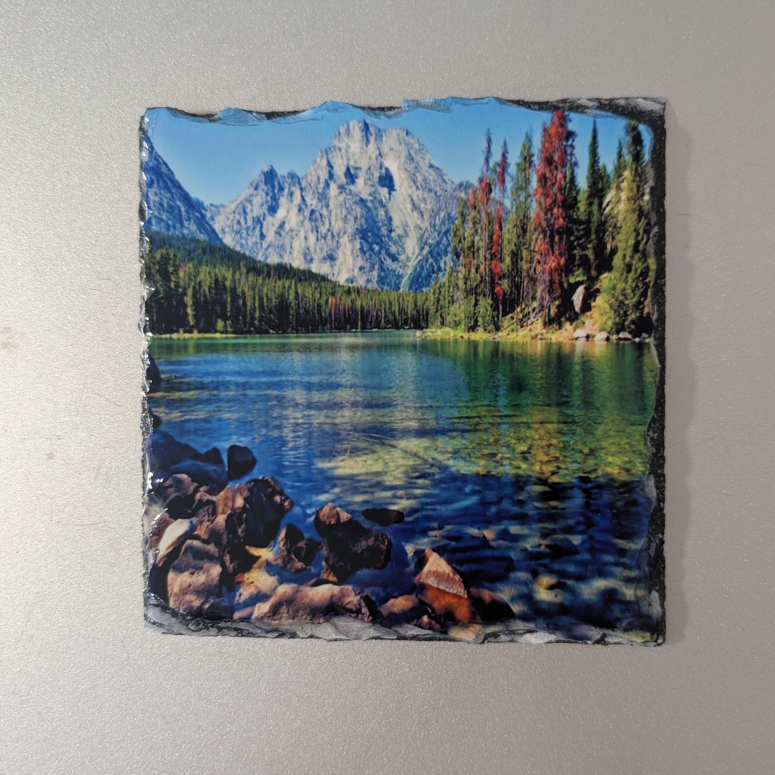 Lakeview Scene Slate Picture with Display Legs