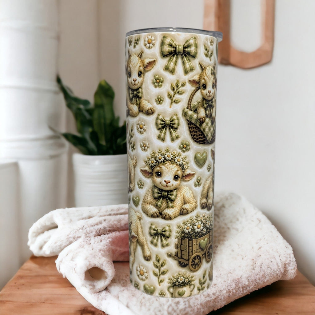Baby Goat Tumbler 20oz - 3D Design with Reusable Straw