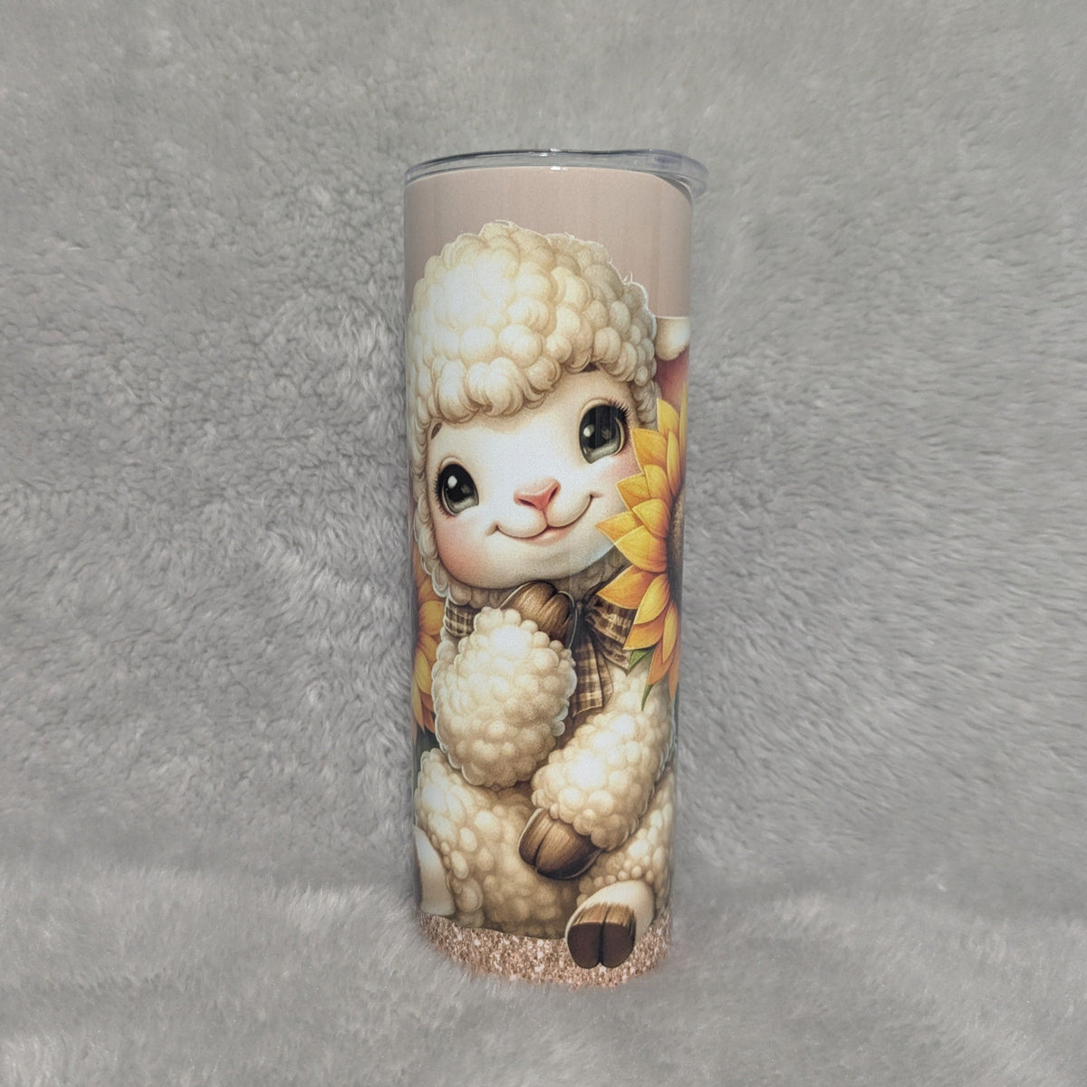 Cute Lamb Tumbler 20oz With Reusable Straw, Can Be Personalized