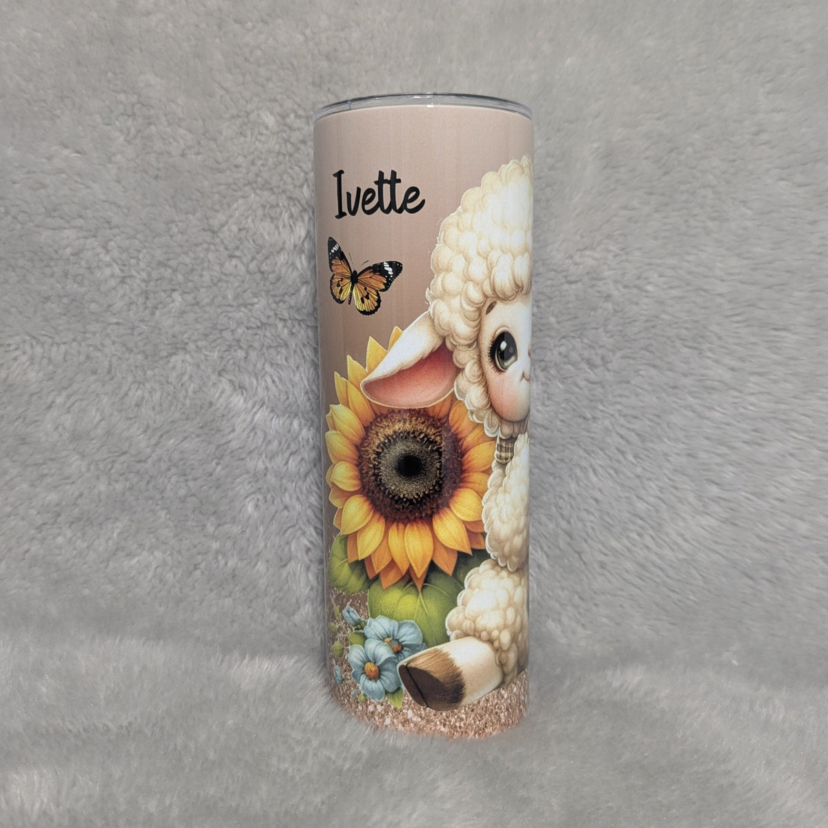Cute Lamb Tumbler 20oz With Reusable Straw, Can Be Personalized