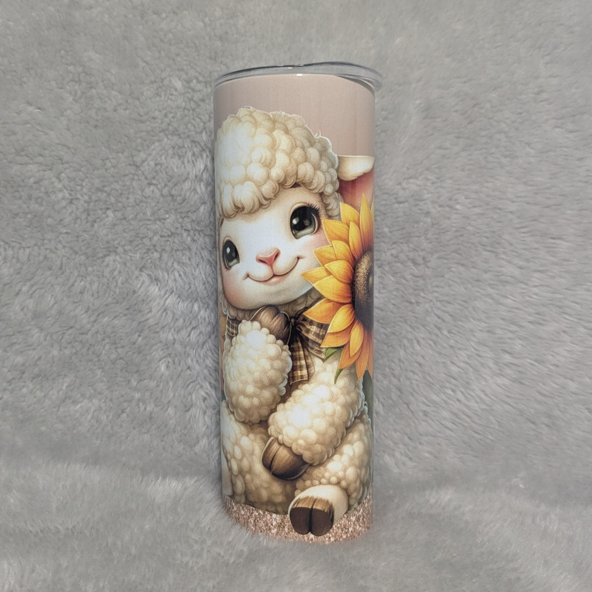 Cute Lamb Tumbler 20oz With Reusable Straw, Can Be Personalized