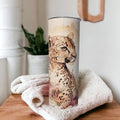 Leopard Tumbler with A Watercolor Design 20oz With Reusable Straw, Can Be Personalized