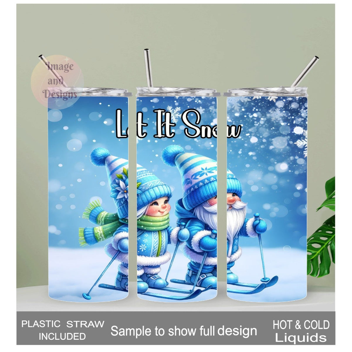 Let it Snow Gnome Tumbler 20oz With Reusable Straw, Can Be Personalized