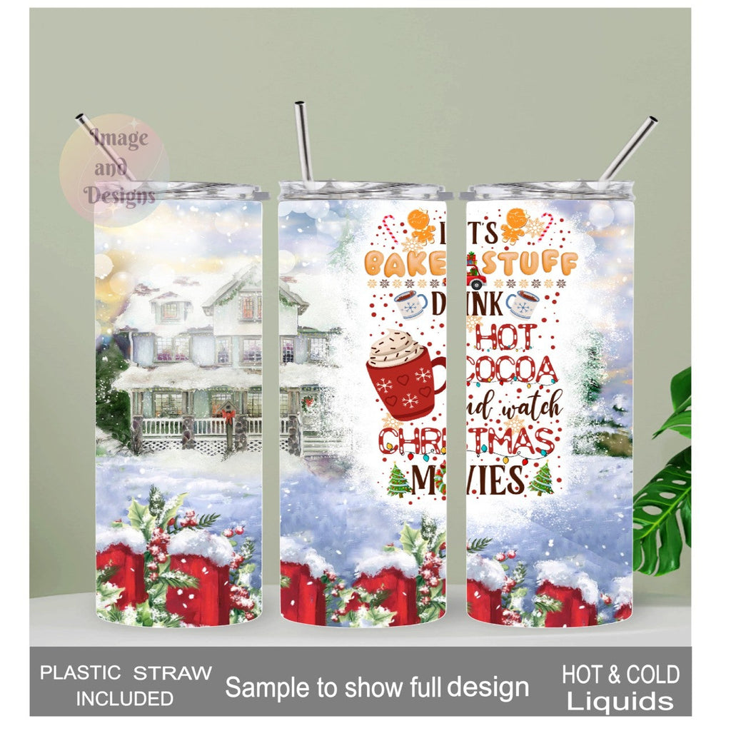 Let's Bake Stuff Winter Christmas Tumbler 20oz With Reusable Straw