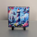 Beautiful Lighthouse Slate Picture With Display Legs