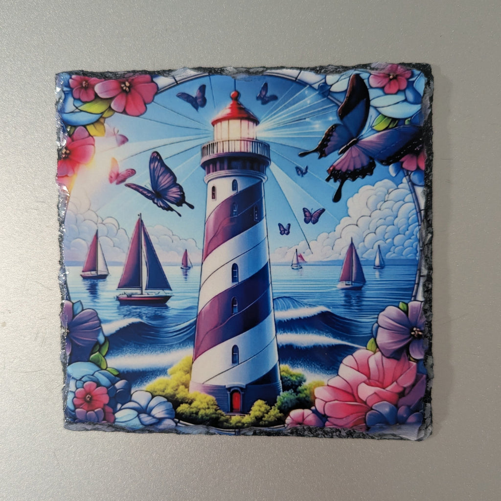 Beautiful Lighthouse Slate Picture With Display Legs