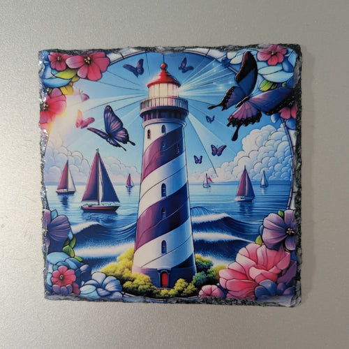 Beautiful Lighthouse Slate Picture With Display Legs