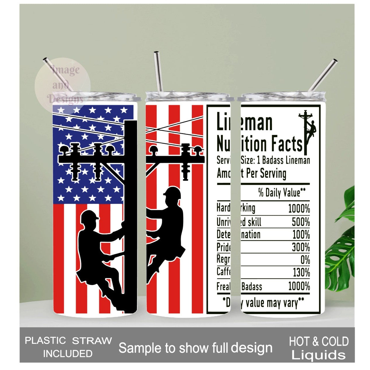 Lineman Tumbler 20oz With Reusable Straw