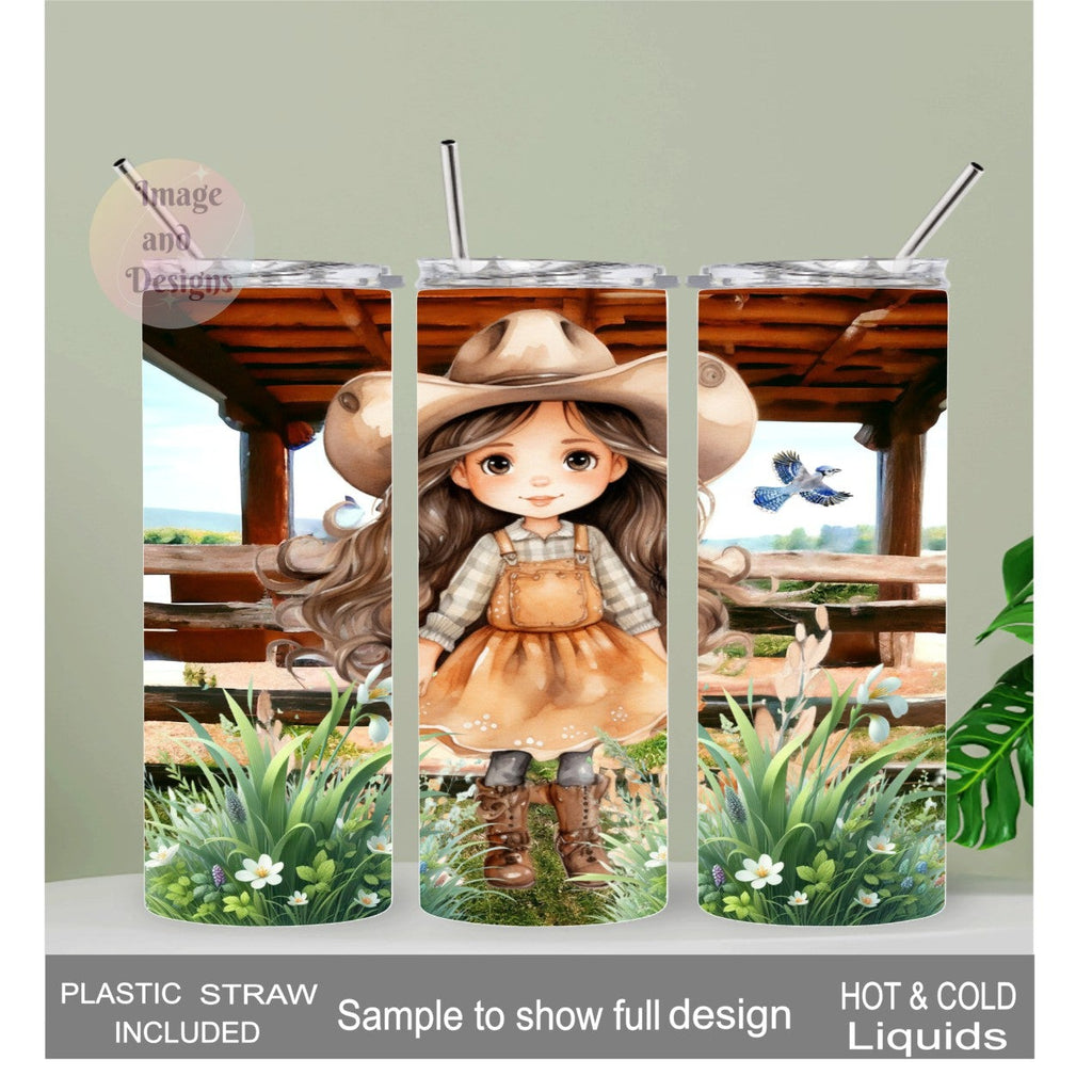 Western Style Cowgirl Tumbler 20oz With Reusable Straw, Can Be Personalized