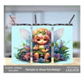 Kids Fairy Girl Tumbler 15oz With Reusable Straw, Can Be Personalized