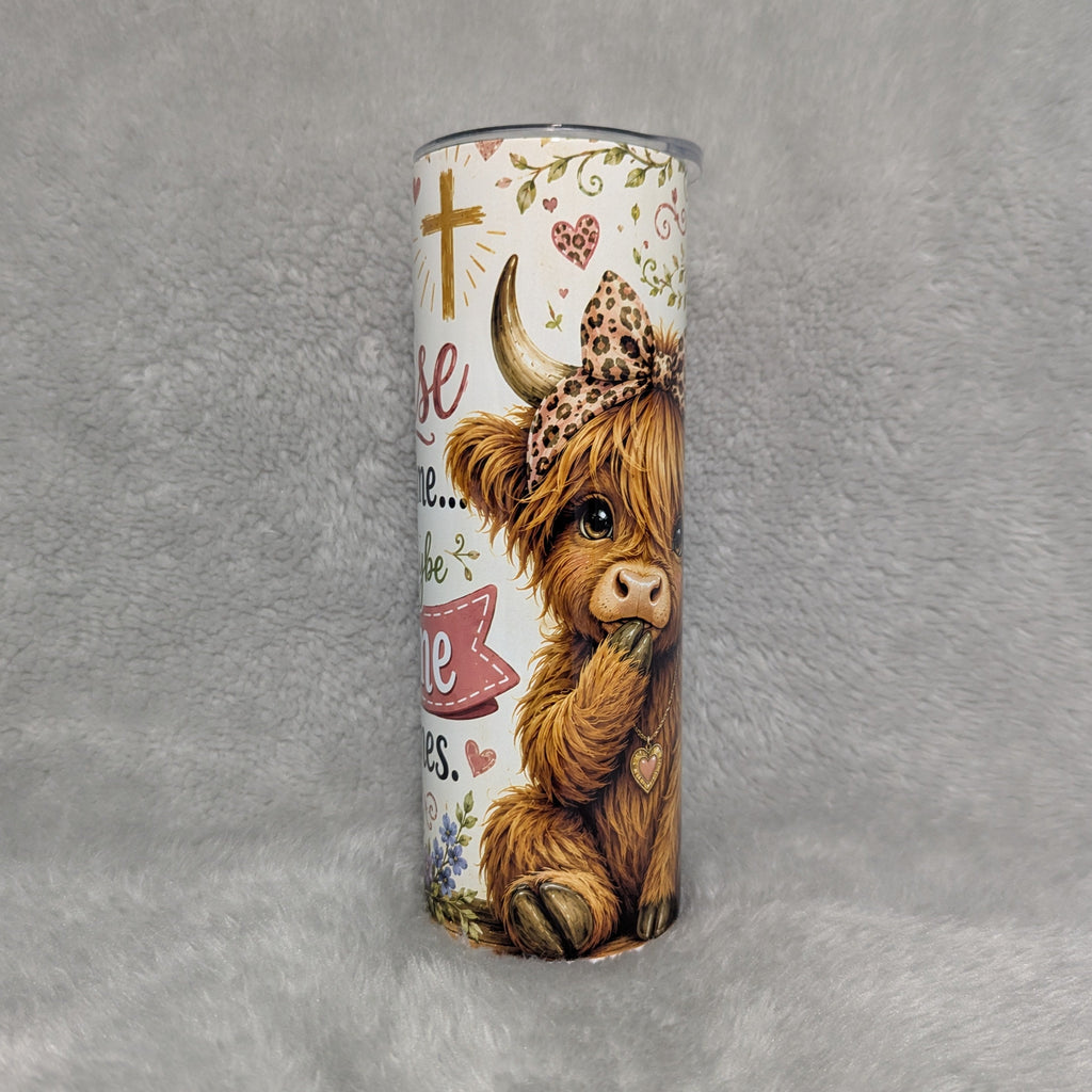 Faith-Inspired Highland Cow Tumbler 20oz With Reusable Straw