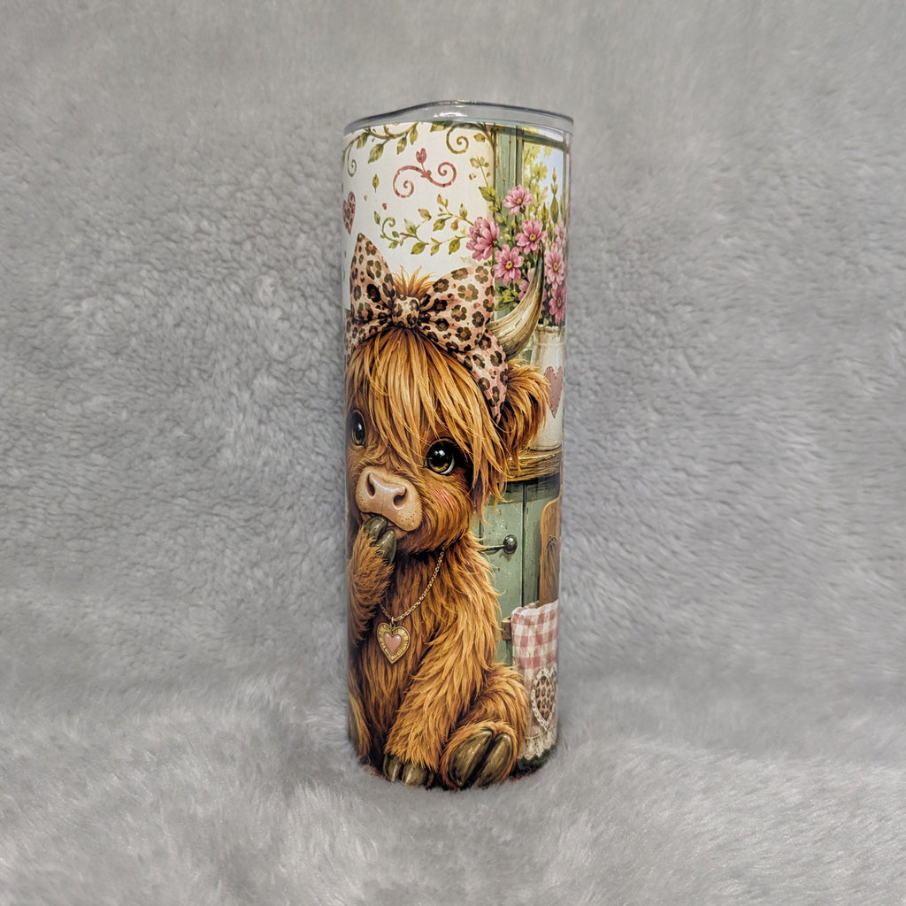 Faith-Inspired Highland Cow Tumbler 20oz With Reusable Straw
