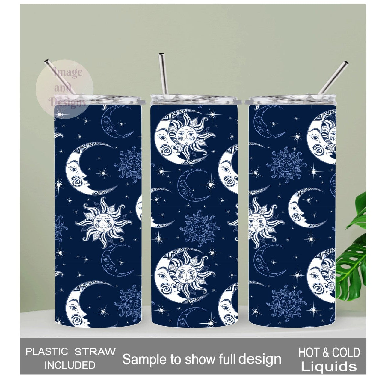 Moon and Sun Tumbler 20oz With Reusable Straw