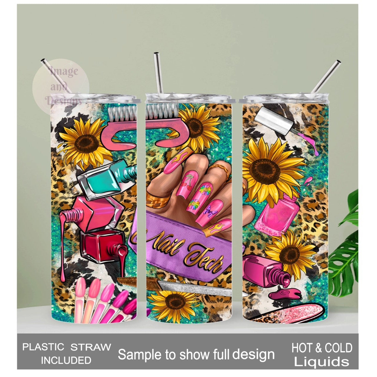 Pretty Nail Tech Tumbler 20oz With Reusable Straw, Can Be Personalized