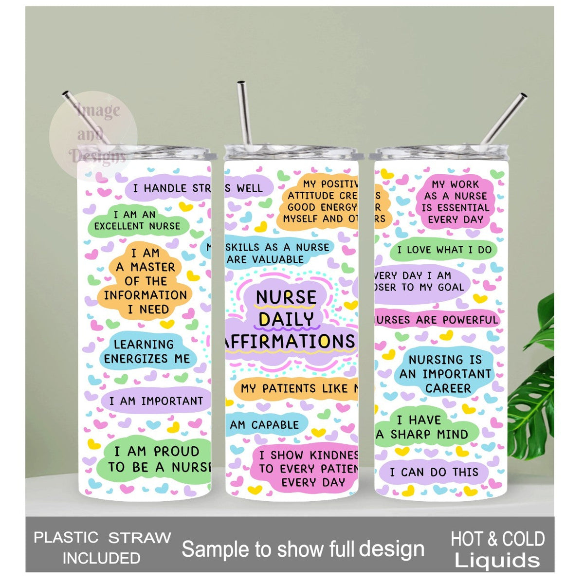 Empowering Nurse Daily Affirmations Tumbler 20oz With Reusable Straw
