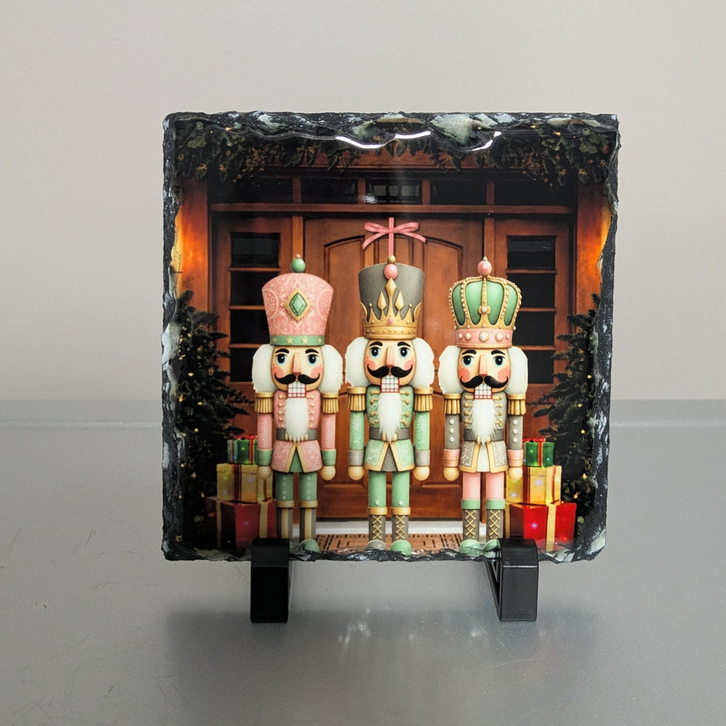 Nutcrackers Slate Picture With Pastel Colors Includes Display legs