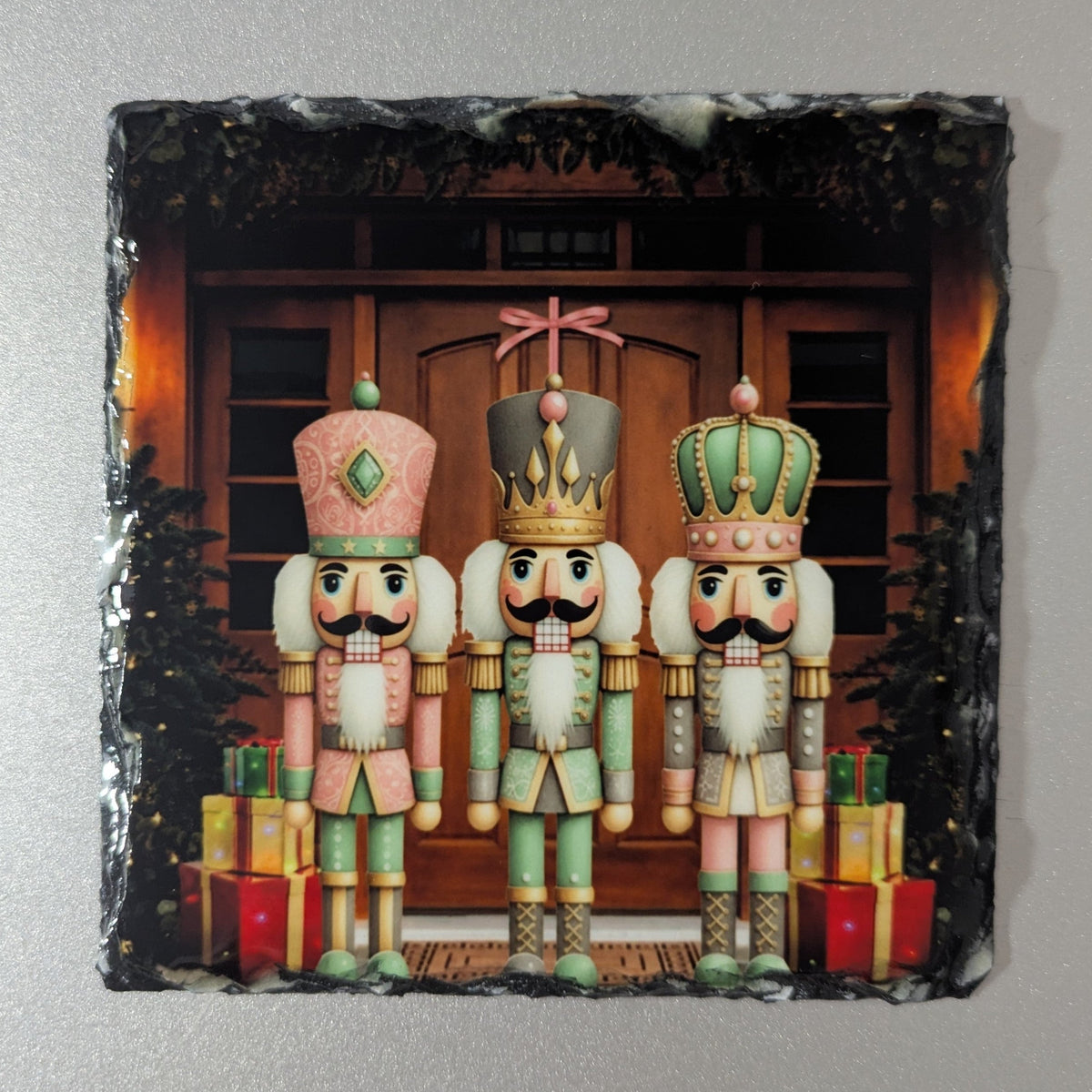 Nutcrackers Slate Picture With Pastel Colors Includes Display legs
