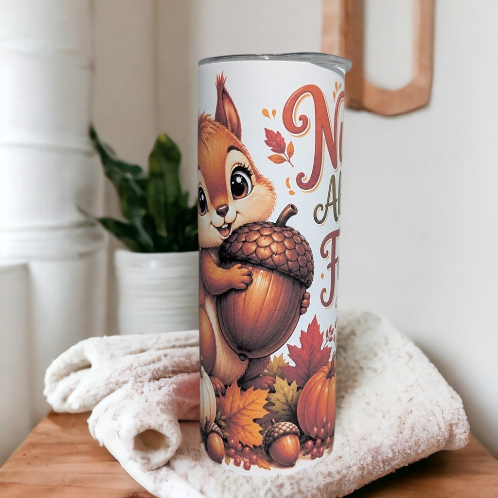 Nuts About Fall Squirrel Tumbler 20oz with Reusable Straw