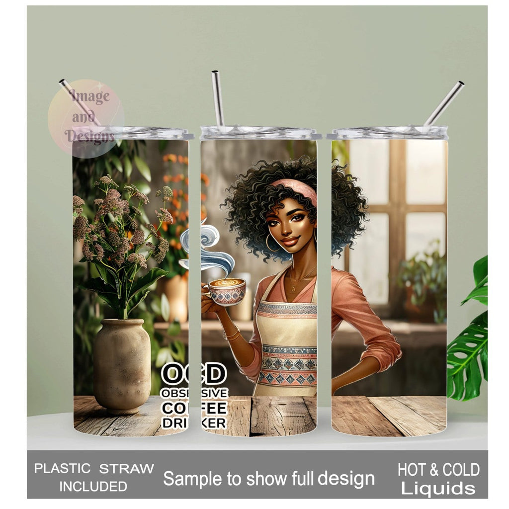 Obsessive Coffee Drinker Tumbler 20oz With Reusable Straw, Can Be Personalized