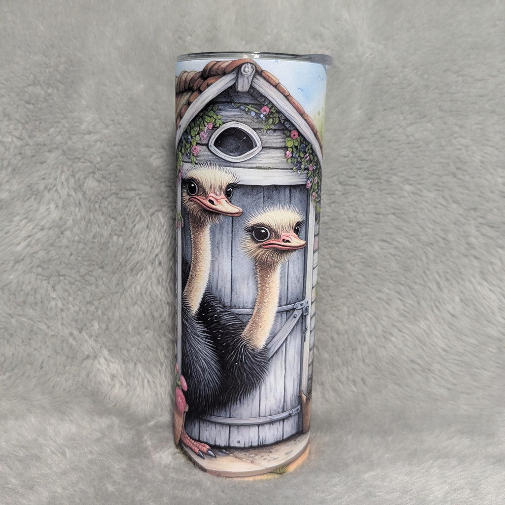 Ostrich Tumbler 20oz With A Reusable Straw Can Be Personalized