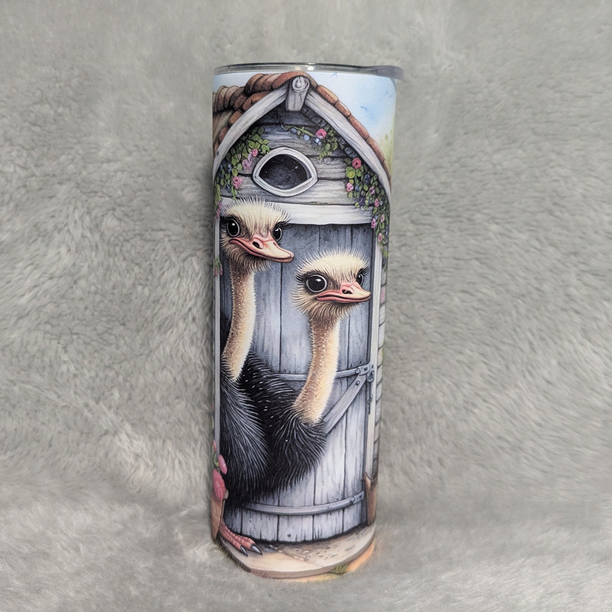 Ostrich Tumbler 20oz With A Reusable Straw Can Be Personalized
