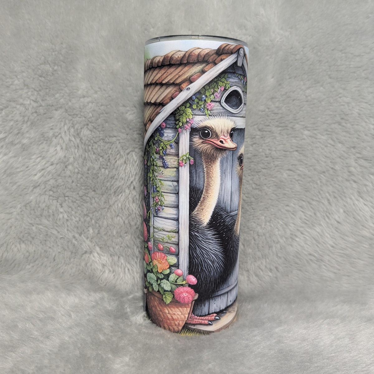 Ostrich Tumbler 20oz With A Reusable Straw Can Be Personalized