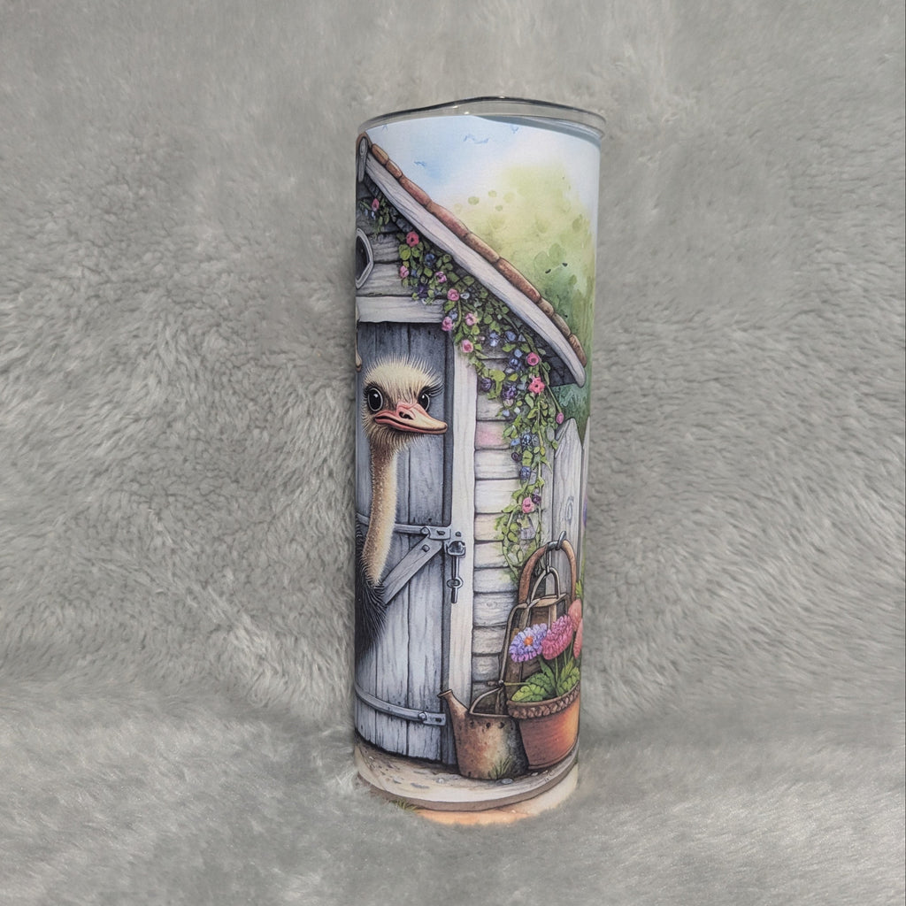 Ostrich Tumbler 20oz With A Reusable Straw Can Be Personalized
