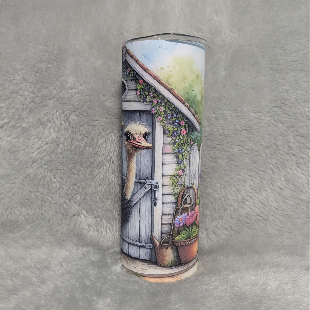 Ostrich Tumbler 20oz With A Reusable Straw Can Be Personalized