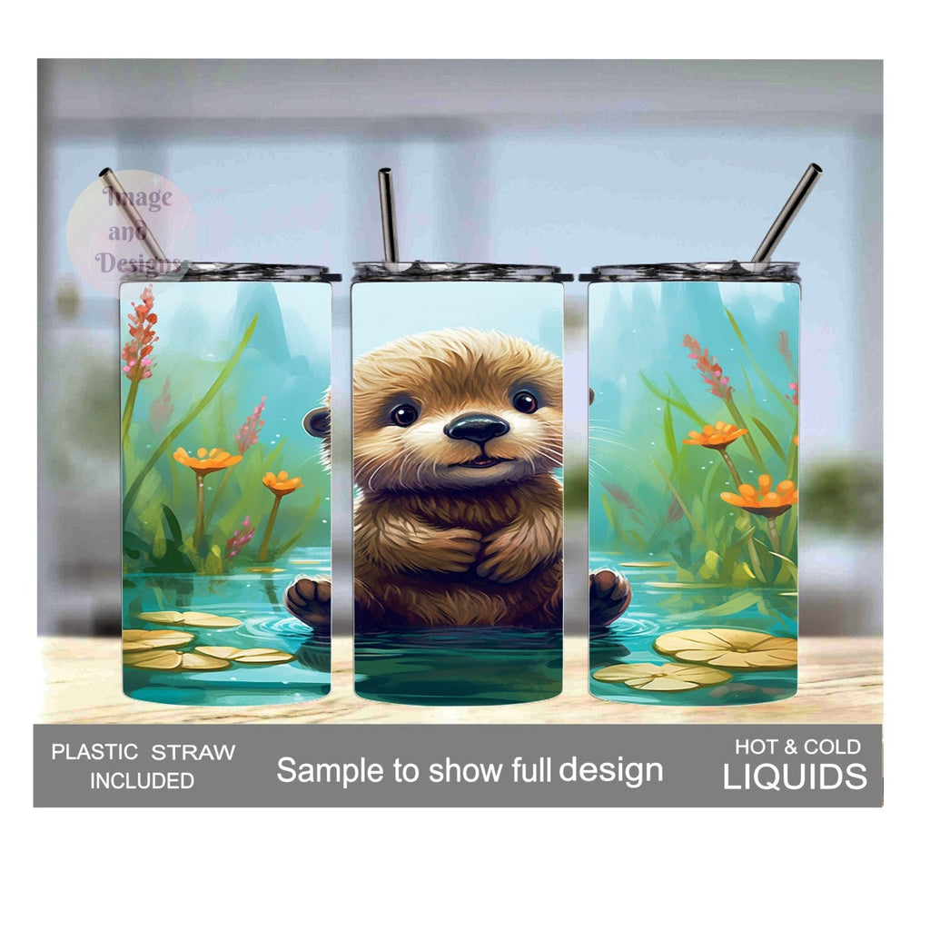 Kids Otter Tumbler 15oz With Reusable Straw, Can Be Personalized