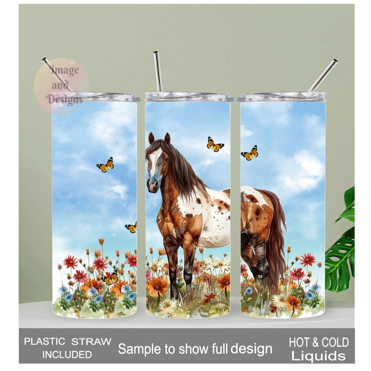 Pretty Horse Tumbler 20oz With Reusable Straw, Can Be Personalized