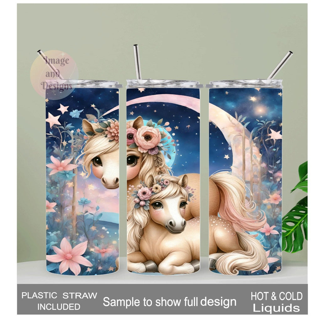 Pretty Palomino Pony Tumbler 20oz With Reusable Straw Can Be Personalized