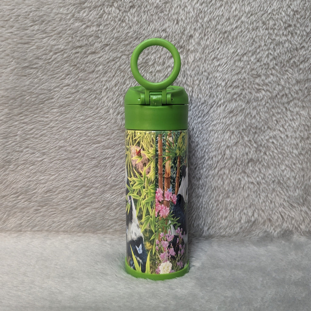 Kids Panda Bear Water Bottle 12oz With Reusable Straw Can Be Personalized
