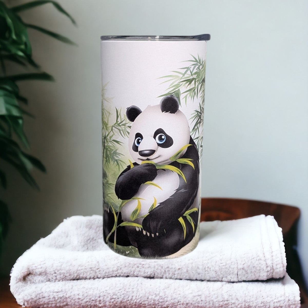 Kids Panda Bear Tumbler 15oz With Reusable Straw, Can Be Personalized