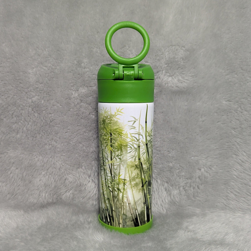 Kids Panda Bear Water Bottle 12oz With Reusable Straw, Can Be Personalized