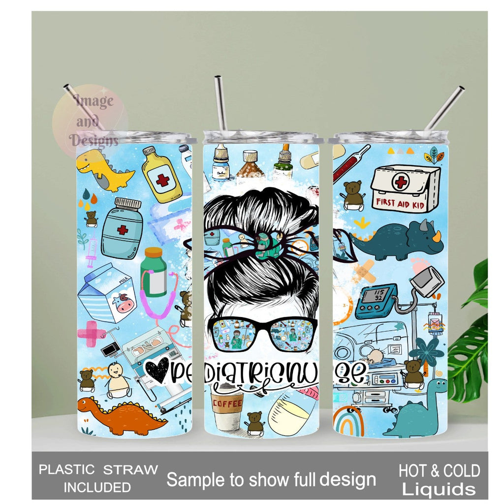 Pediatric Nurse Tumbler 20oz With Reusable Straw, Can Be Personalized