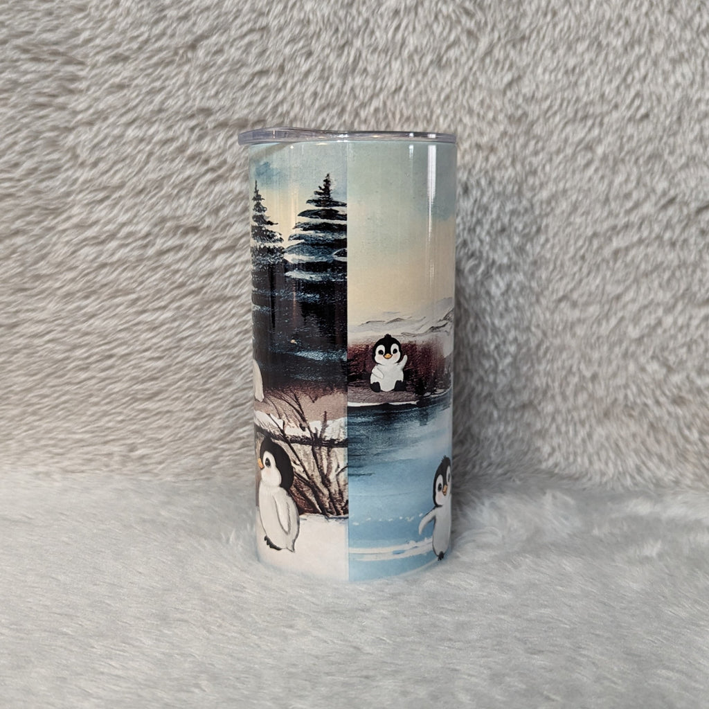 Kids Penguin Tumbler 15oz With Reusable Straw, Can Be Personalized