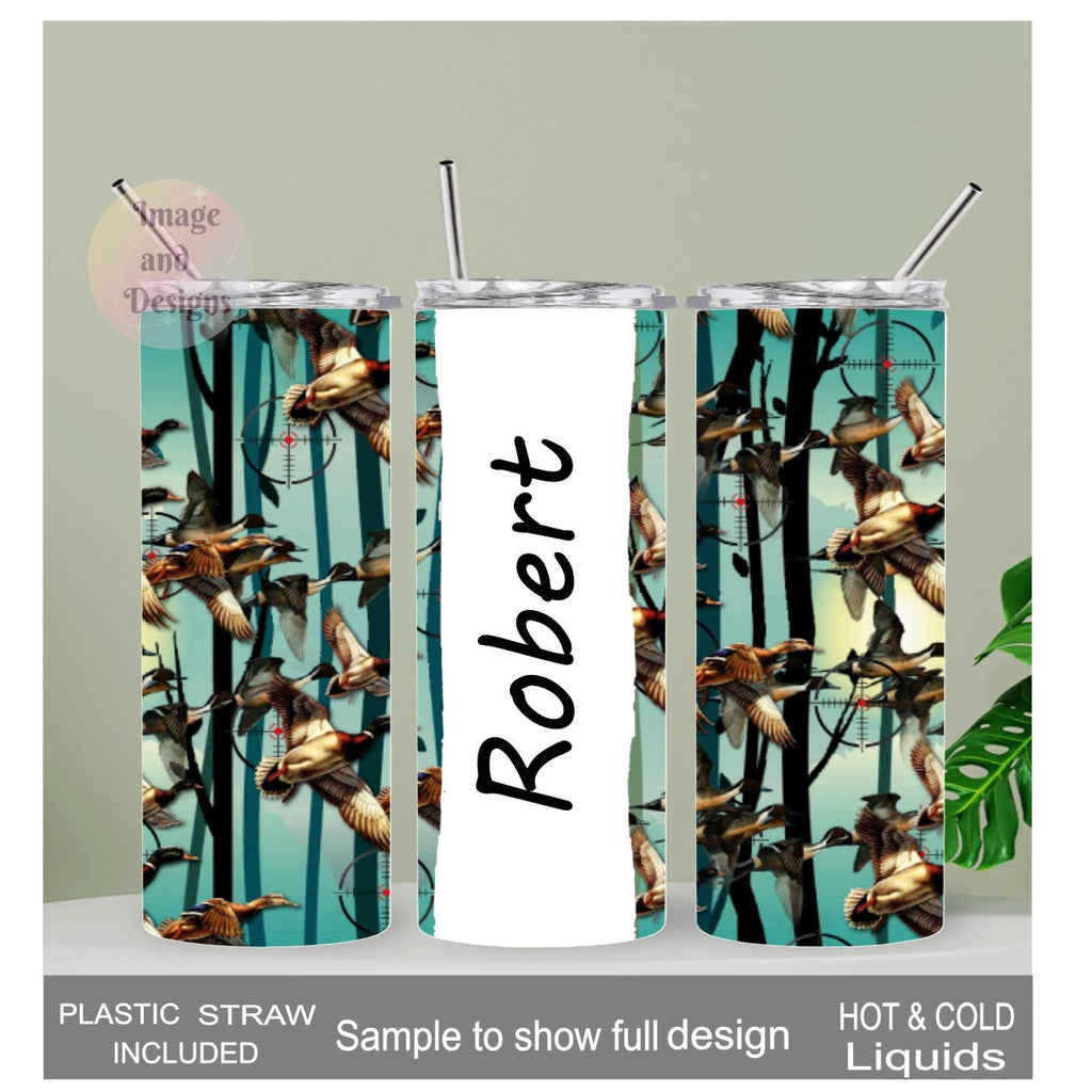 Personalized Duck Hunter Tumbler 20oz With Reusable Straw, Can Be Personalized